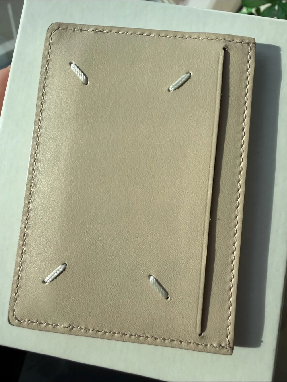 Maison Margiela Four Stitches Taupe Leather Card Holder